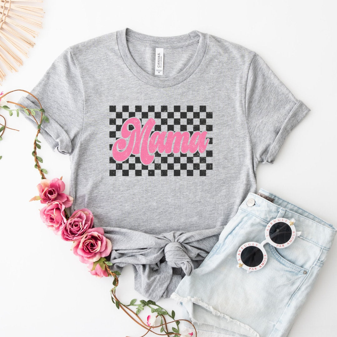 Checkered Mama Shirt, Retro Mama Shirt, Mother’s Day Gift, Mom Life Shirt, Motherhood Shirt, Mom Sweatshirt, Mom Gift.
