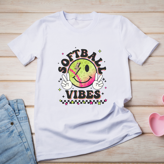 Softball Vibes Happy Face Youth T-Shirt