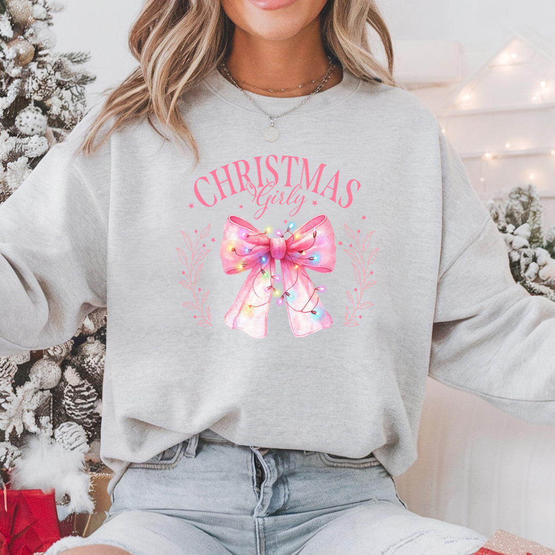 Christmas Girly Sweatshirt, Christmas Coquette Bow Sweater, Red Bow Christmas Hoodie, Christmas Sweater, Holiday Season, Gift For Christmas.