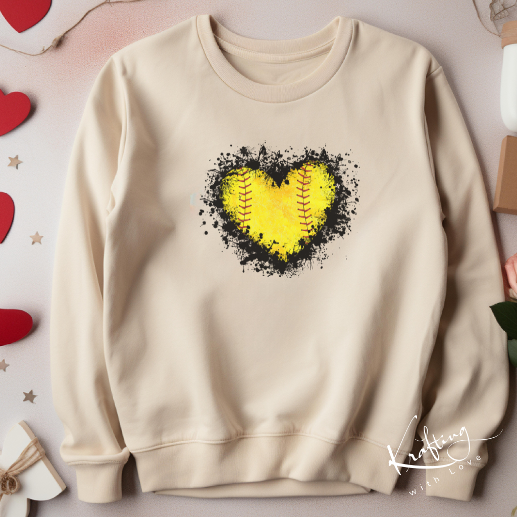 Valentine's Softball Heart Sweatshirt