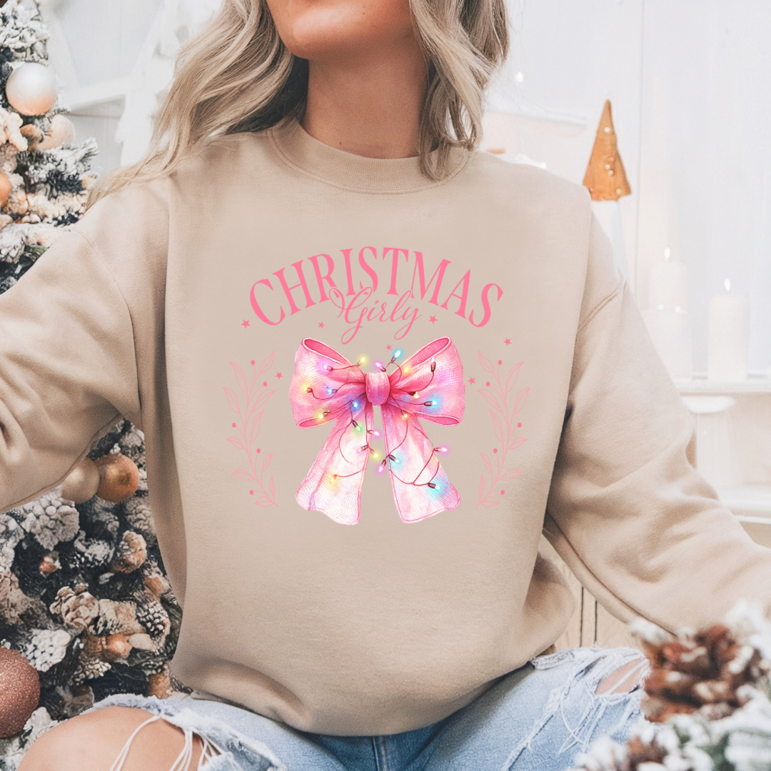 Christmas Girly Sweatshirt, Christmas Coquette Bow Sweater, Red Bow Christmas Hoodie, Christmas Sweater, Holiday Season, Gift For Christmas.