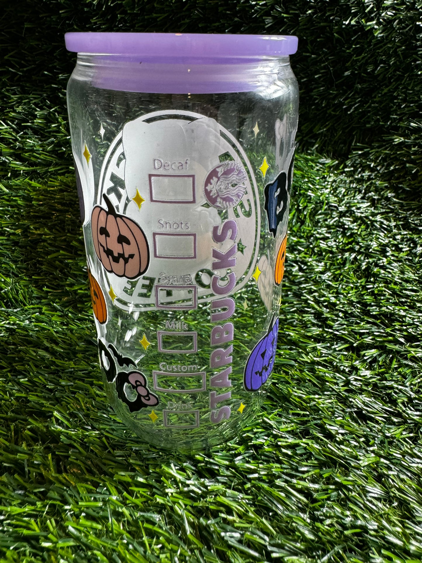 Purple Halloween Kitty 16oz Libby cup.