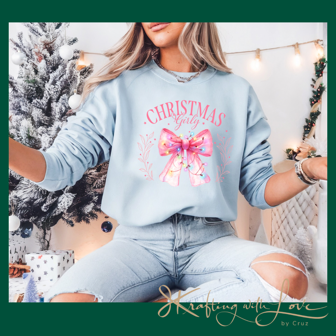 Christmas Girly Sweatshirt, Christmas Coquette Bow Sweater, Red Bow Christmas Hoodie, Christmas Sweater, Holiday Season, Gift For Christmas.