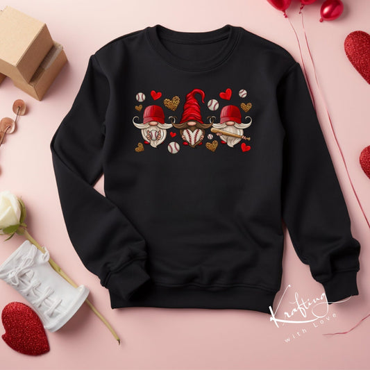 Baseball Gnomes sweatshirt, three gnomes for Baseball player or mom, baseball mom, gameday.